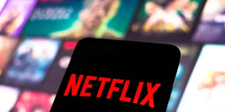 February 3, 2022, Brazil. In this photo illustration, the Netflix logo is displayed on a smartphone screen